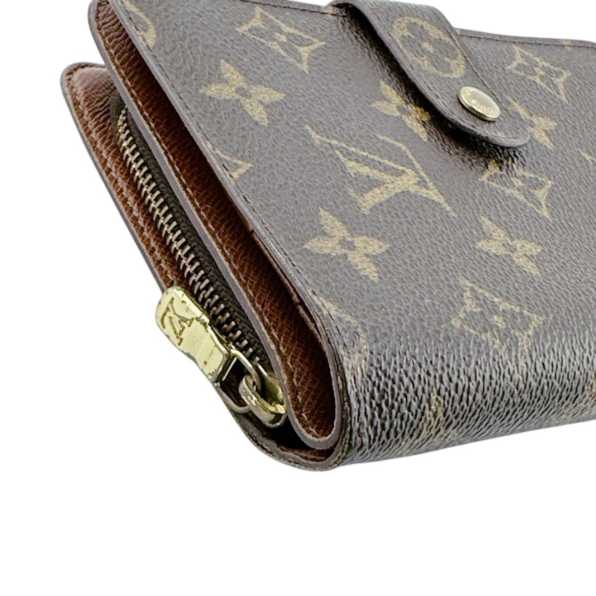 Louis Vuitton Bifold M61207 Bifold Porto Papier Monogram Canvas Brown Wallet Case