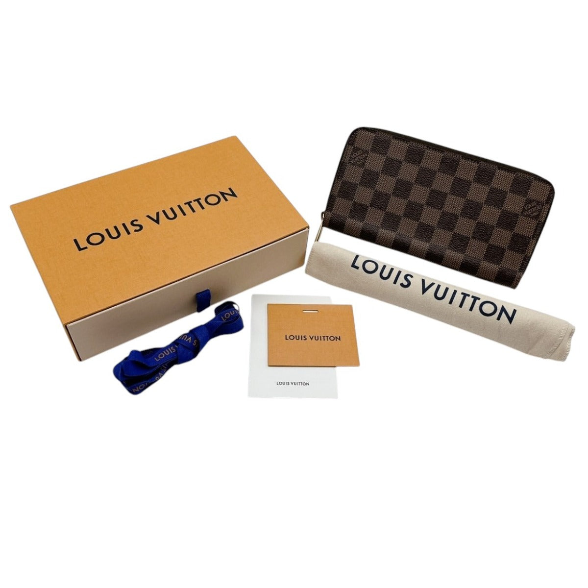 Louis Vuitton Long Purse N60046 Damier Round Canvas Brown Wallet Case