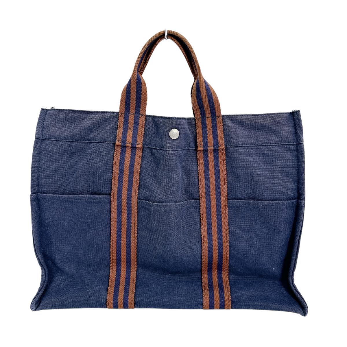 Hermes Tote Bag Cotton Handbag Business Bag Fool Toemm Navy