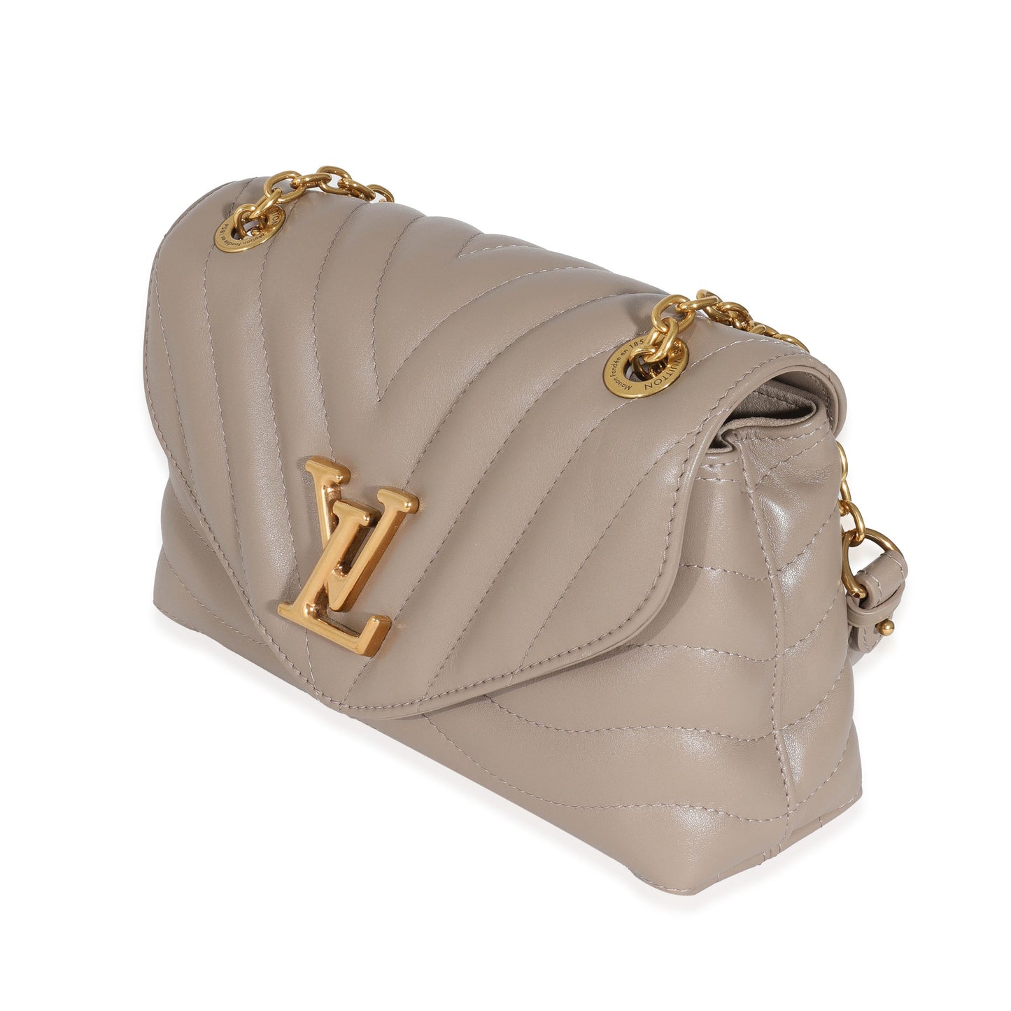 Louis Vuitton Dark Taupe New Wave MM Quilted Calf Chain Handbag
