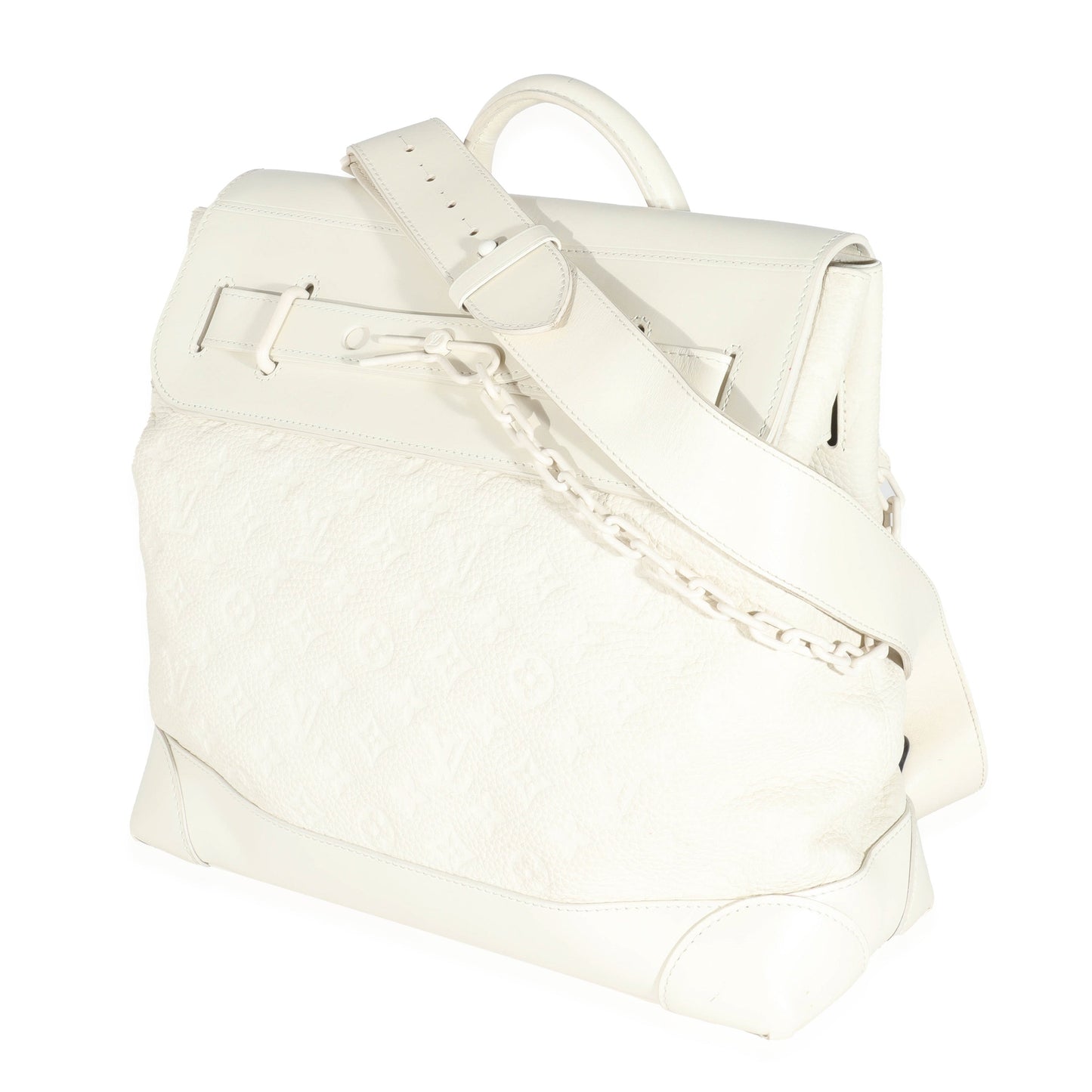 Louis Vuitton Taurillon Steamer PM Monogram Leather White Handbag