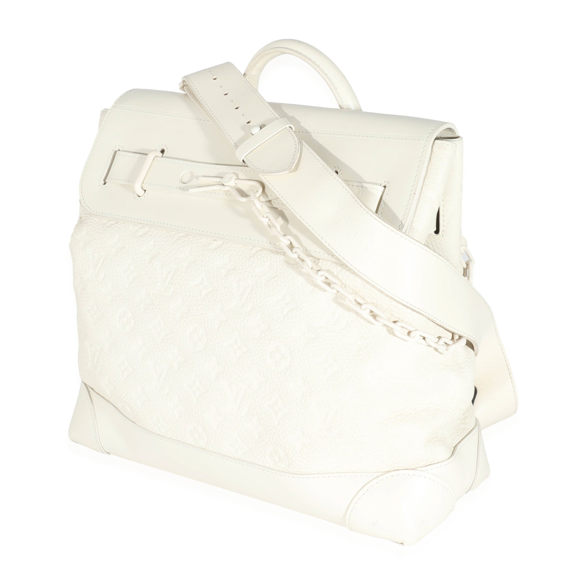 Louis Vuitton Taurillon Steamer PM Monogram Leather White Handbag