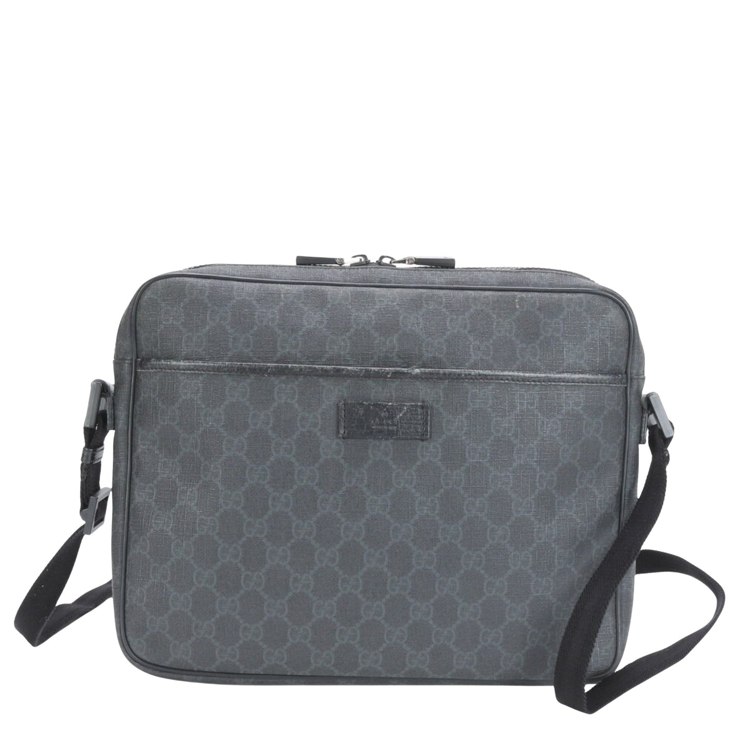 Gucci Gg Supreme Shoulder Bag Canvas Black Leather Shoulder Bag Bag