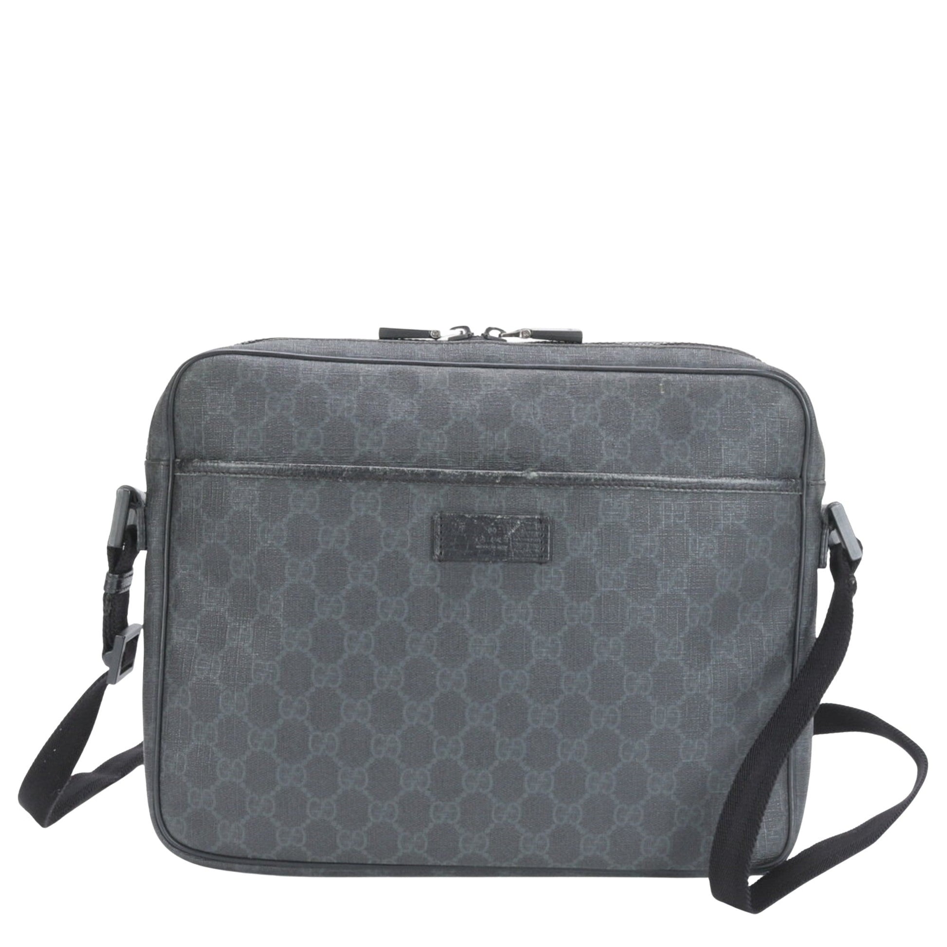 Gucci Gg Supreme Shoulder Bag Canvas Black Leather Shoulder Bag Bag