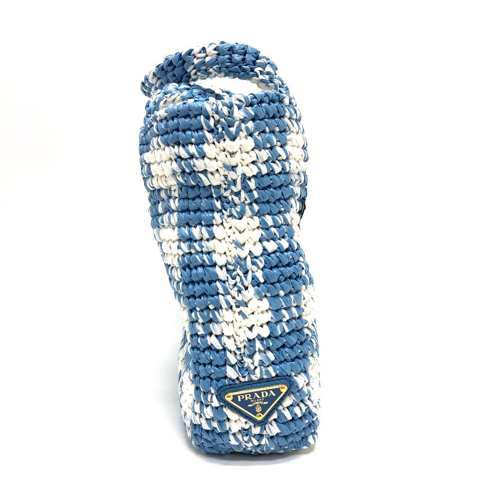 Tote Bag Crochet Women Raffia Blue