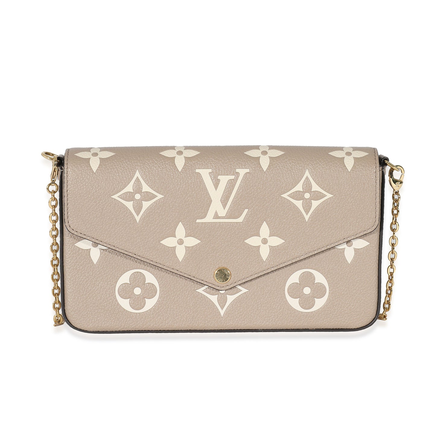 Louis Vuitton Tourterelle Creme Empreinte Giant Félicie Monogram Clutch Bag
