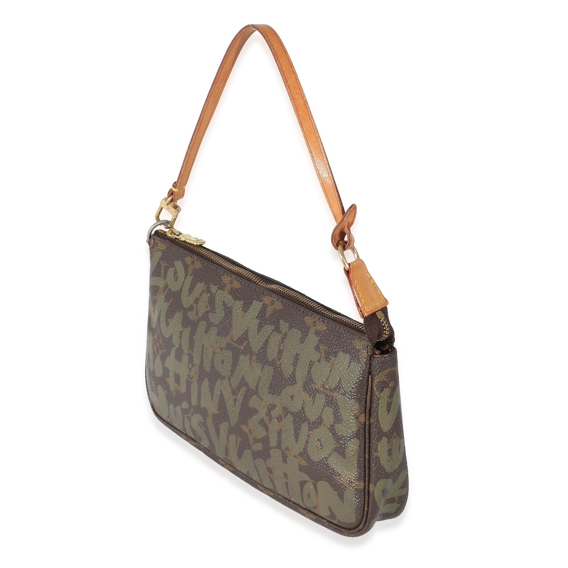 Louis Vuitton x Stephen Spro Kaki Graffiti Monogram Canvas Clutch Bag