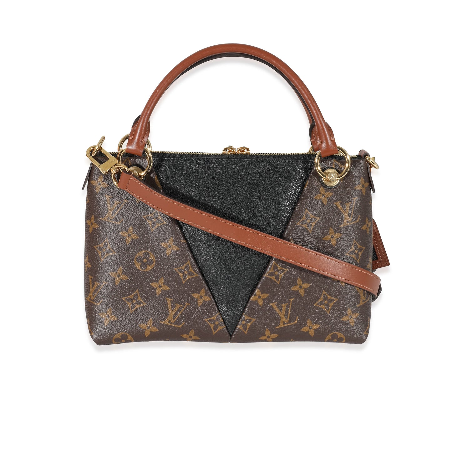 Louis Vuitton V BB Monogram Leather Canvas Black Tote Bag
