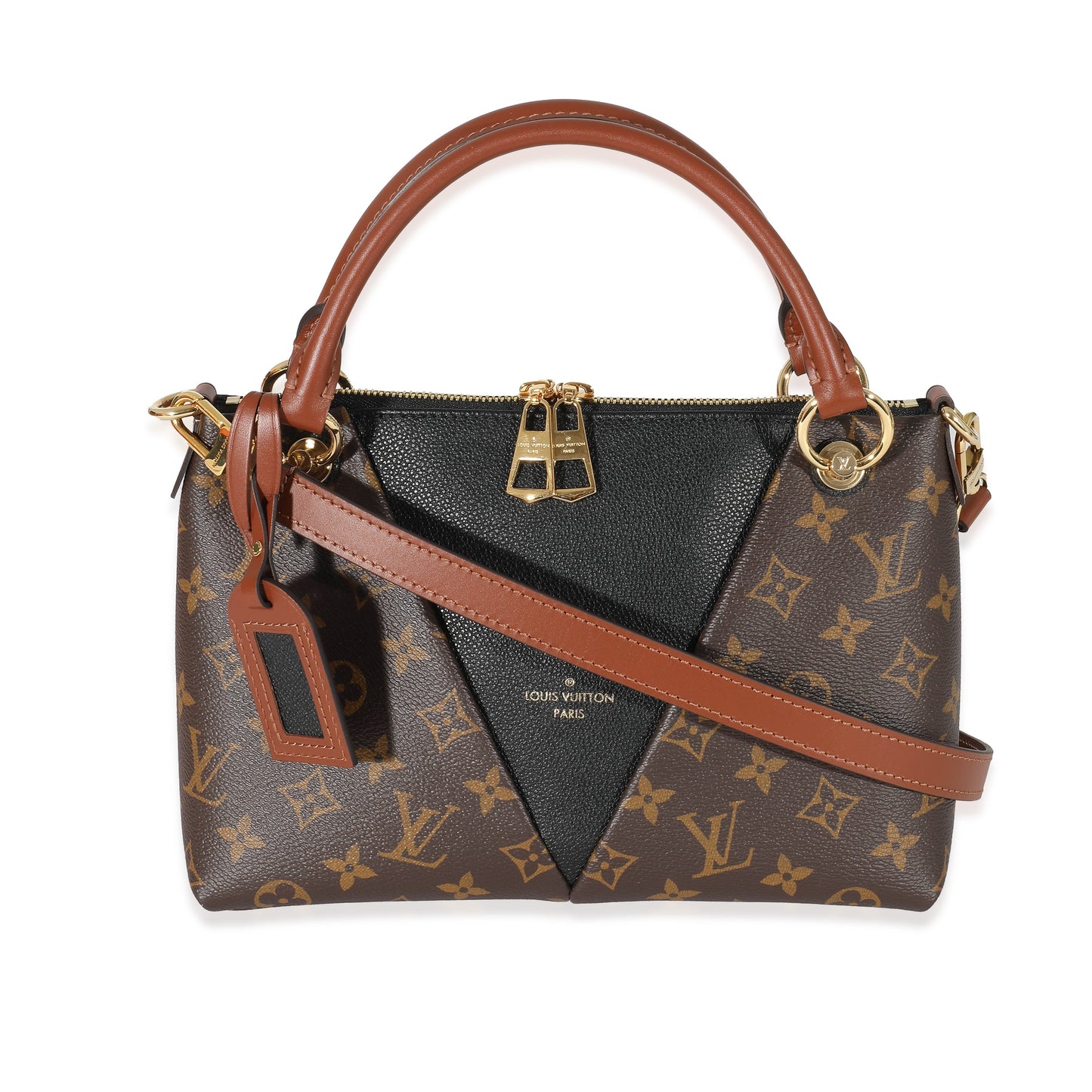 Louis Vuitton V BB Monogram Leather Canvas Black Tote Bag