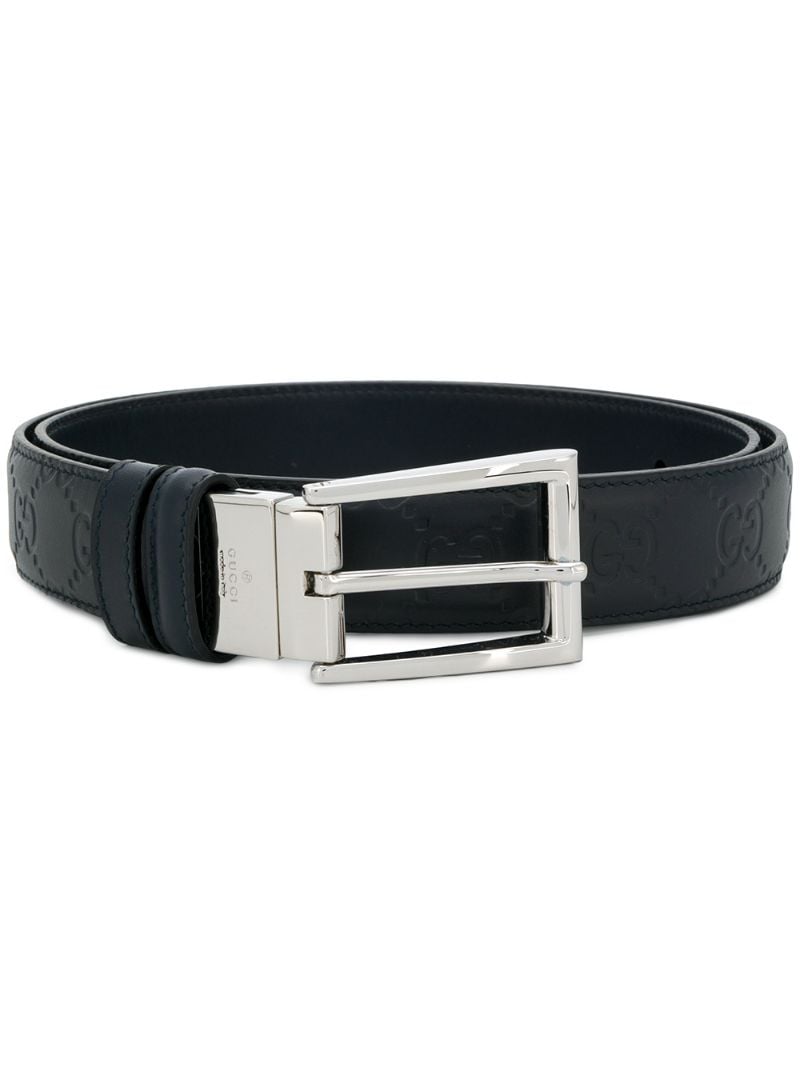 Gucci - embossed logo belt - men - Calf Leather - 105, 110 - Blue