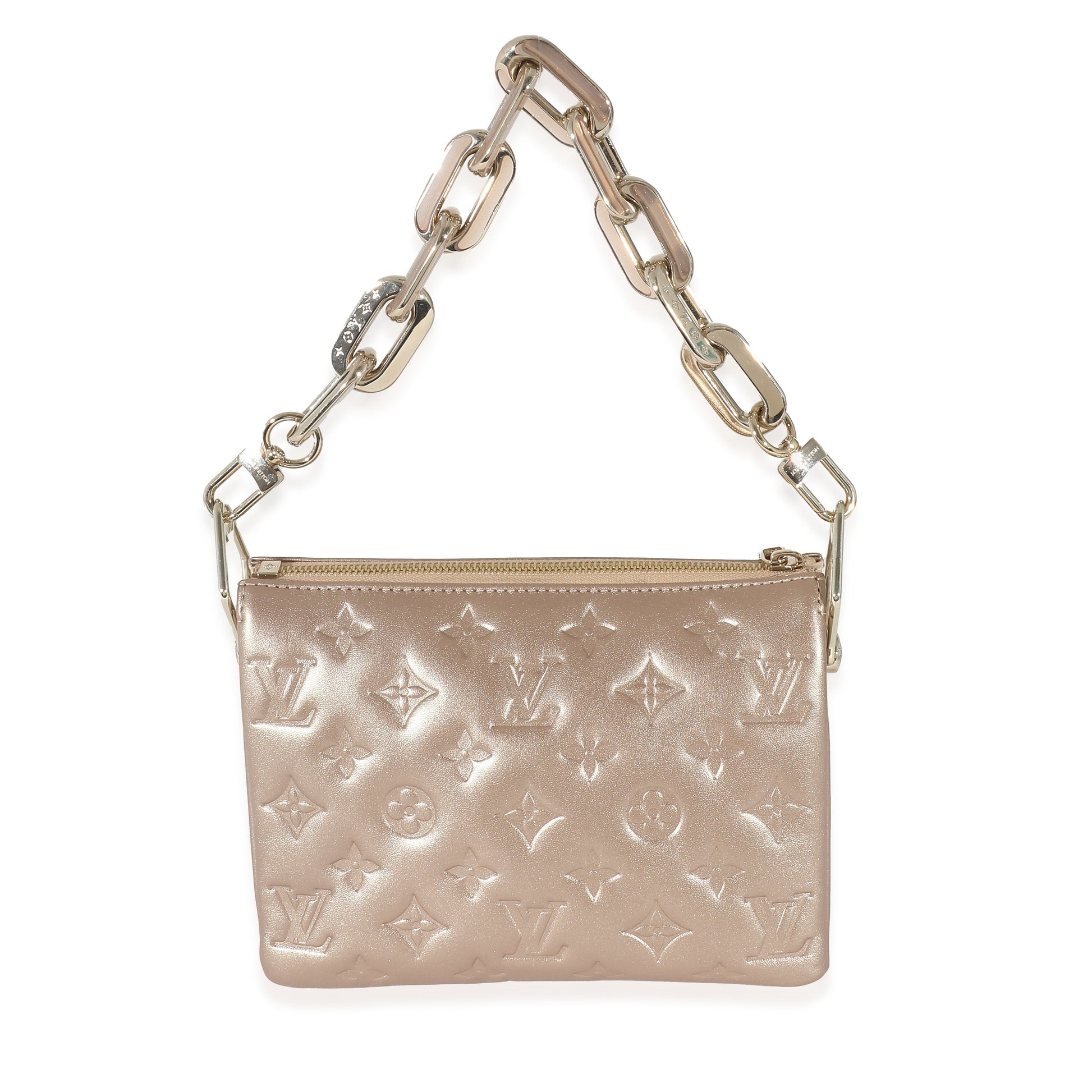 Louis Vuitton Light Embossed Puffy Coussin BB Monogram Lambskin Gold Handbag