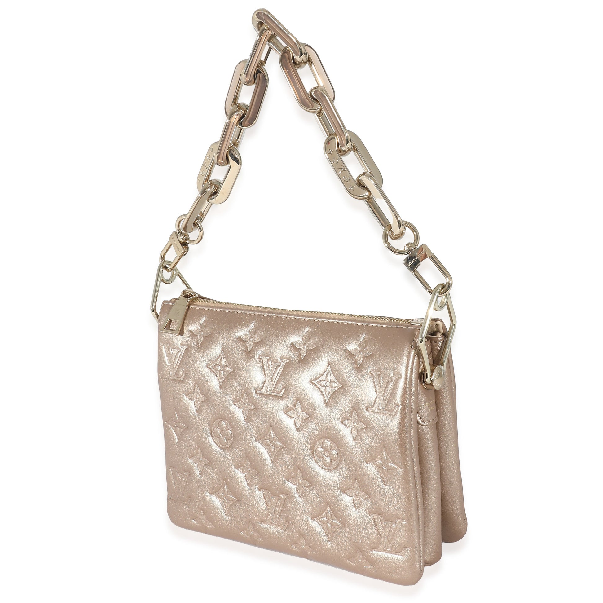 Louis Vuitton Light Embossed Puffy Coussin BB Monogram Lambskin Gold Handbag