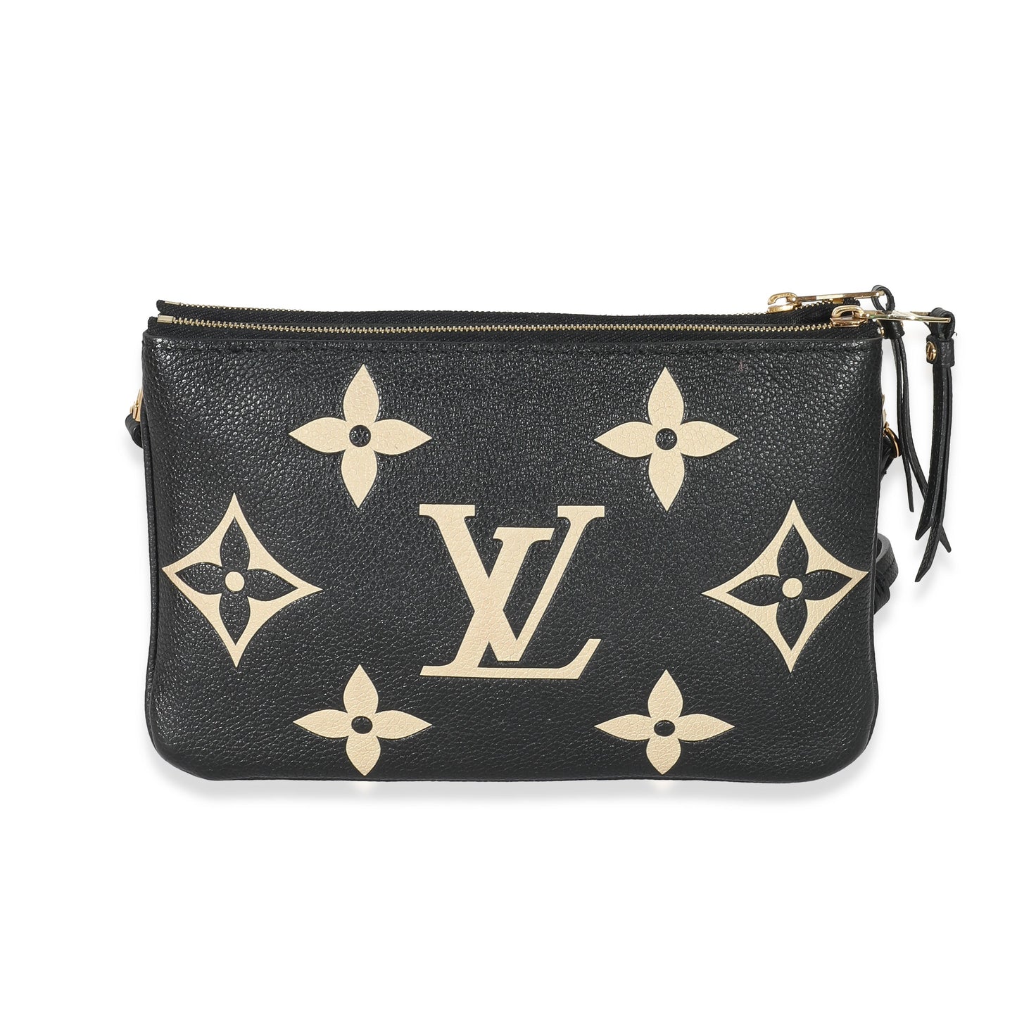Louis Vuitton & Empreinte Double Zip Pochette Monogram Black Beige Clutch Bag