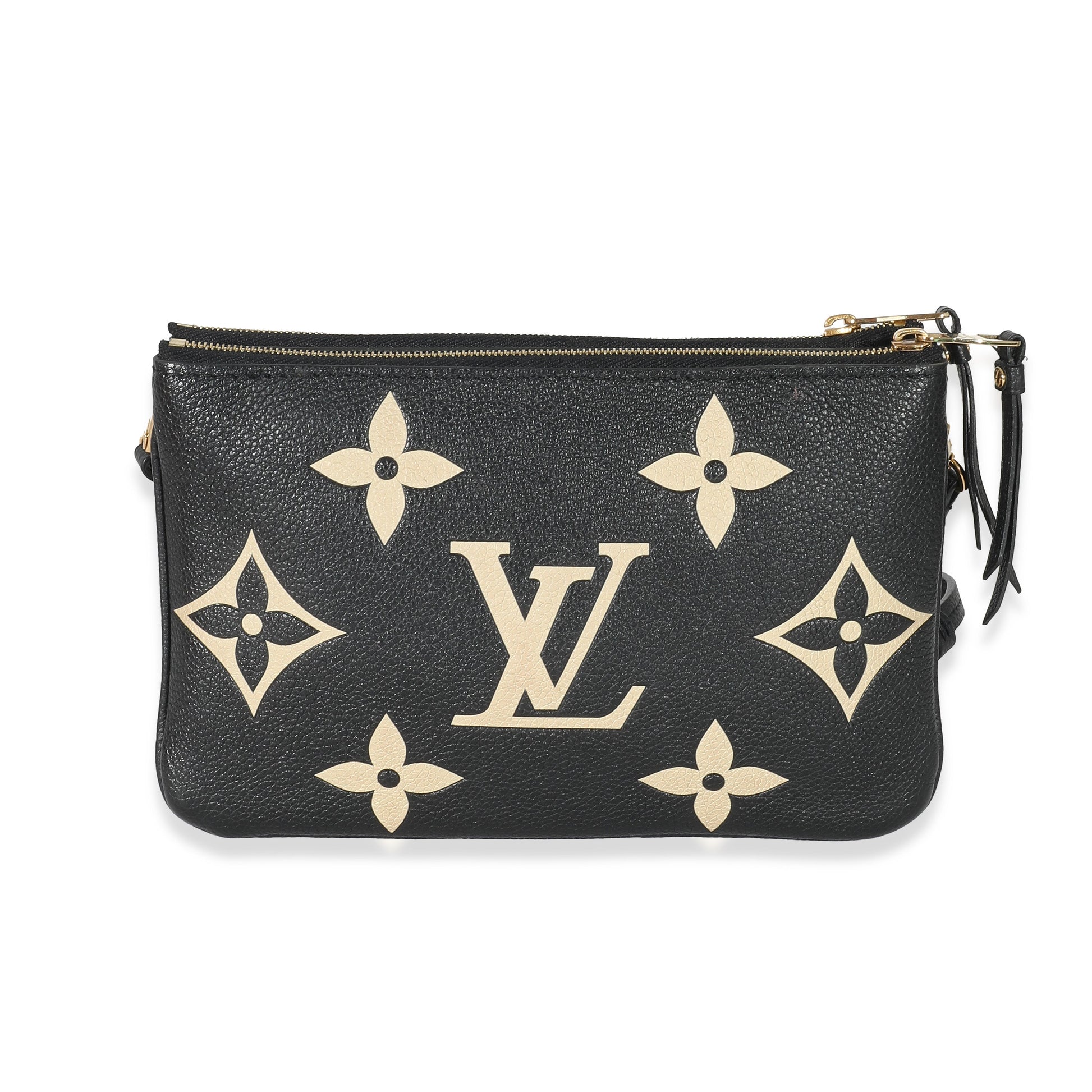 Louis Vuitton & Empreinte Double Zip Pochette Monogram Black Beige Clutch Bag