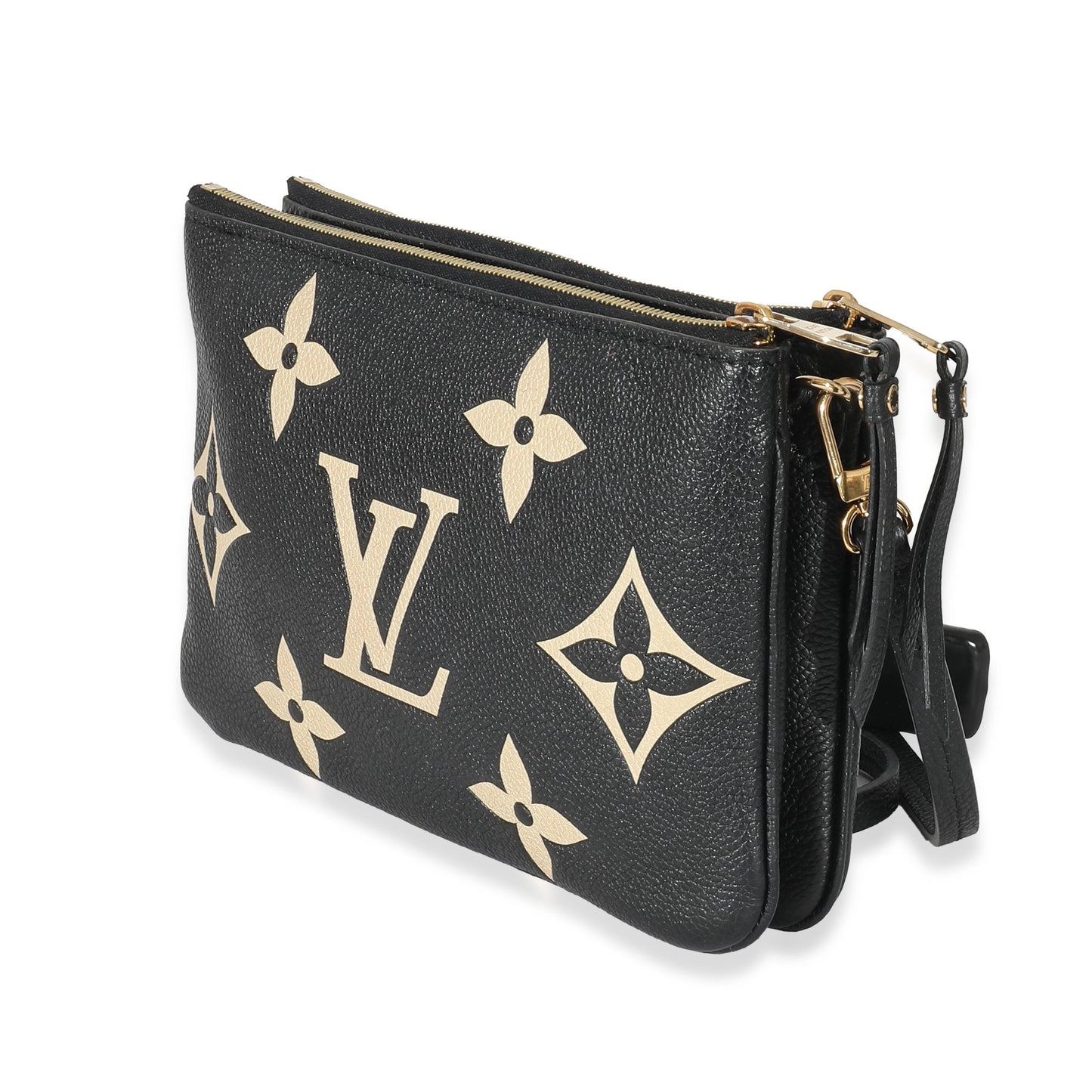 Louis Vuitton & Empreinte Double Zip Pochette Monogram Black Beige Clutch Bag