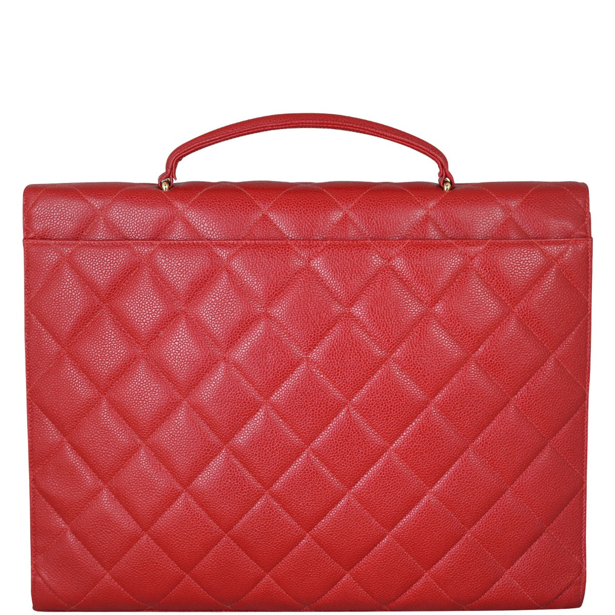 Chanel CC Briefcase Handbag Quilted Red