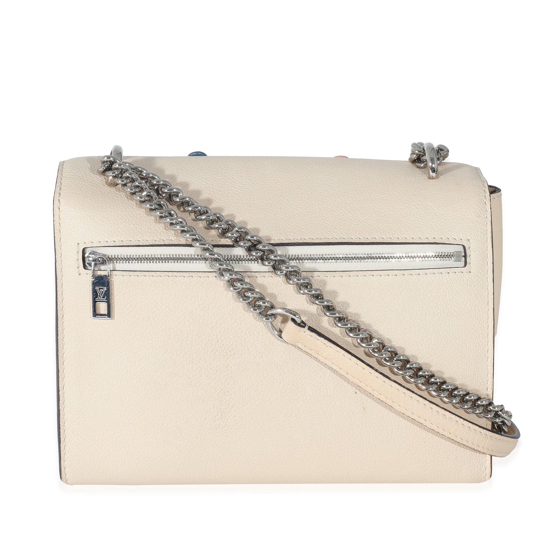 Louis Vuitton Mylockme Fleurs BB Leather White Handbag