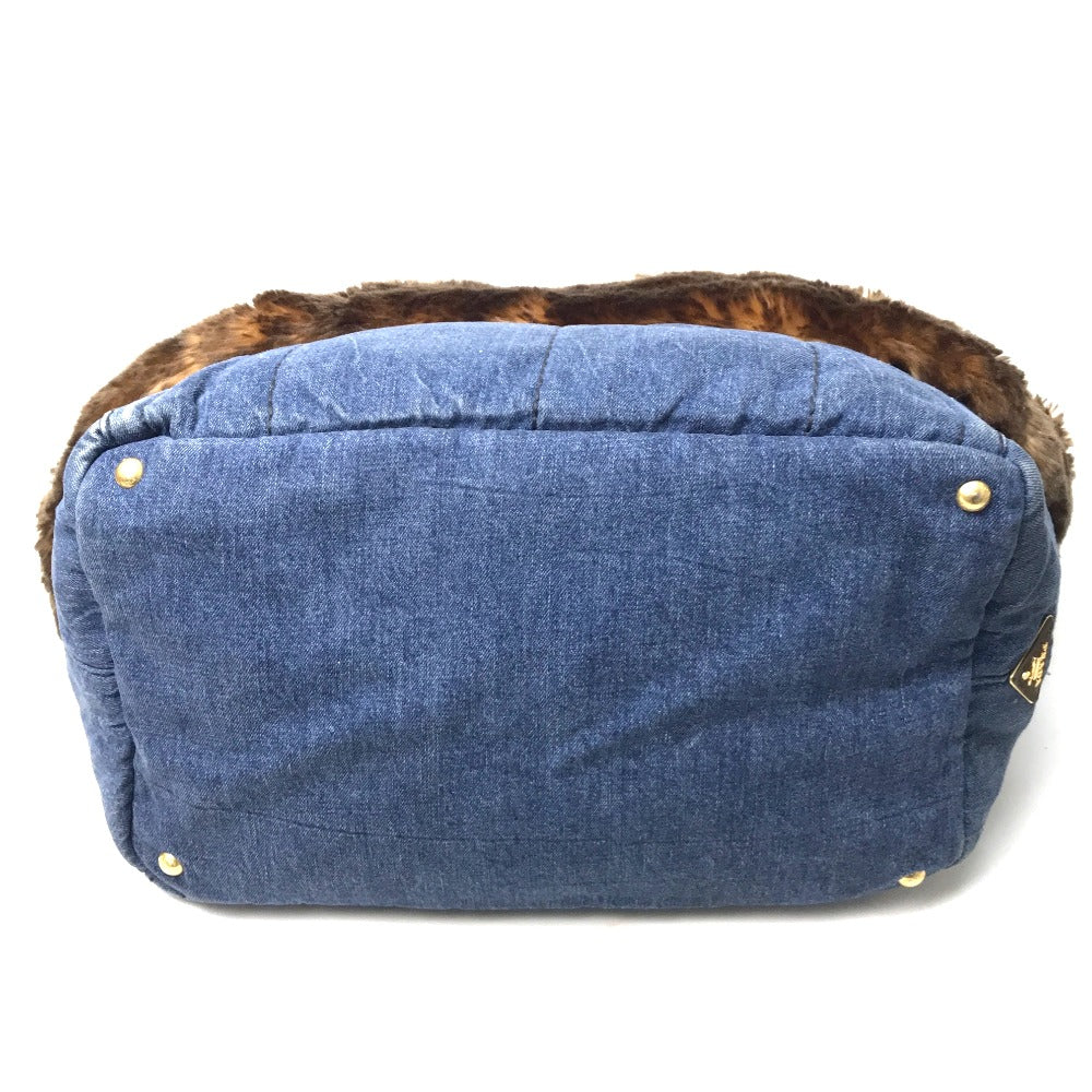 Tote Bag Fake Fur Fur With Bag Suede Denim