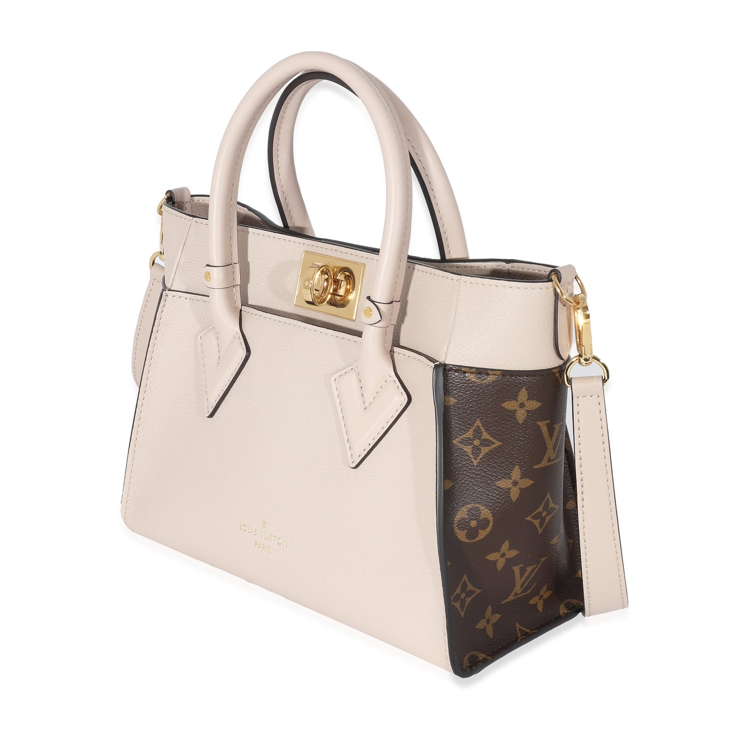 Louis Vuitton Greige On My Side PM Monogram Leather Canvas Handbag