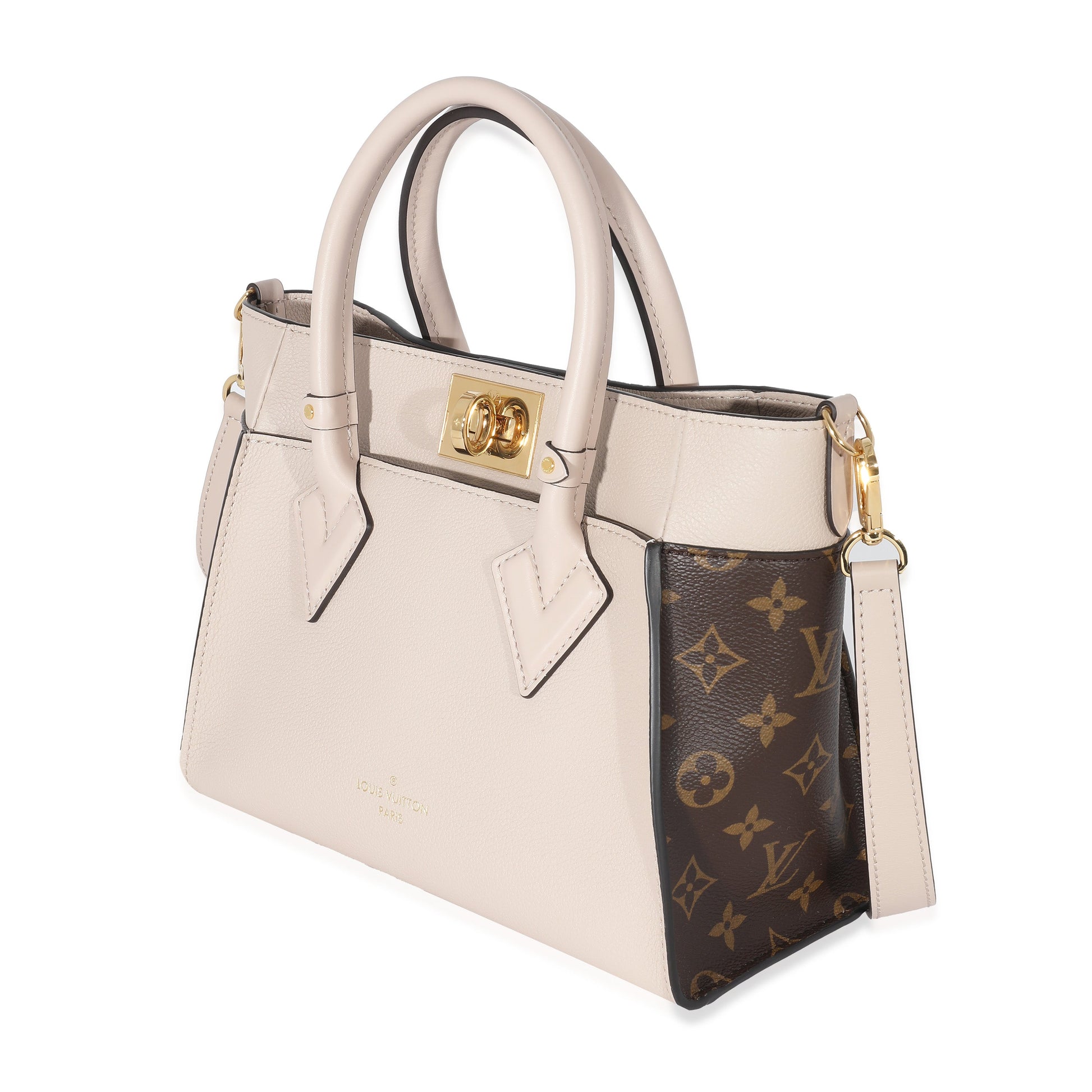 Louis Vuitton Greige On My Side PM Monogram Leather Canvas Handbag