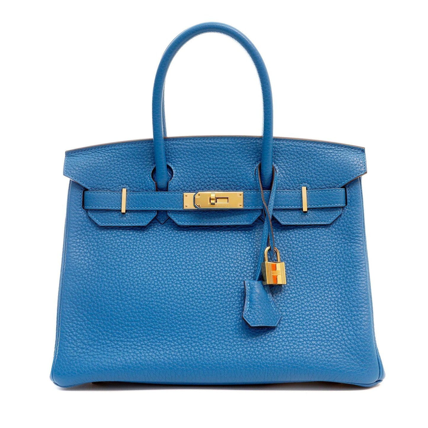 Hermes Hydra Togo W Hardware Handbag Blue Gold Travel Bag