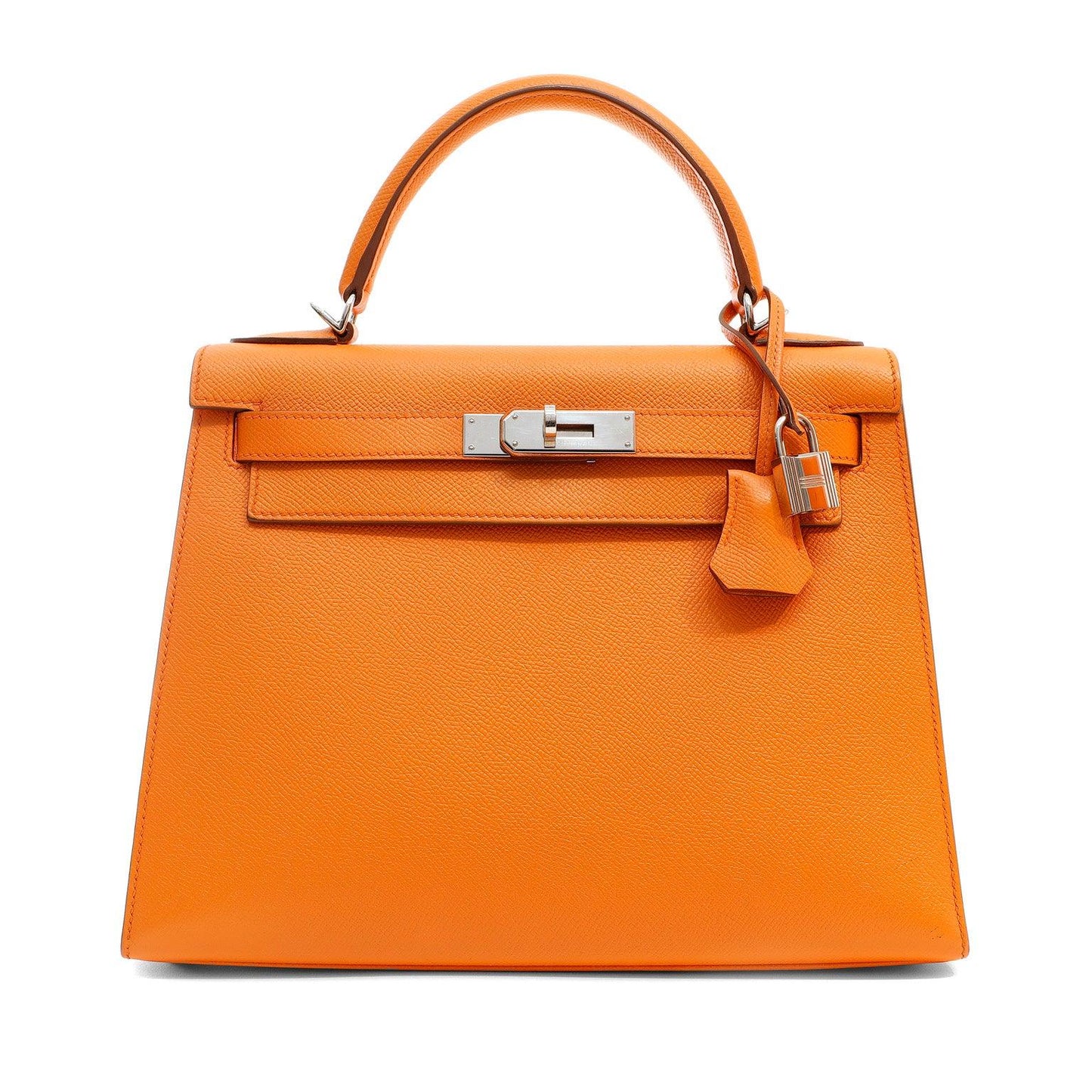 Hermes Mango Epsom Sellier Kelly W Palladium Hardware Handbag Orange Travel Bag