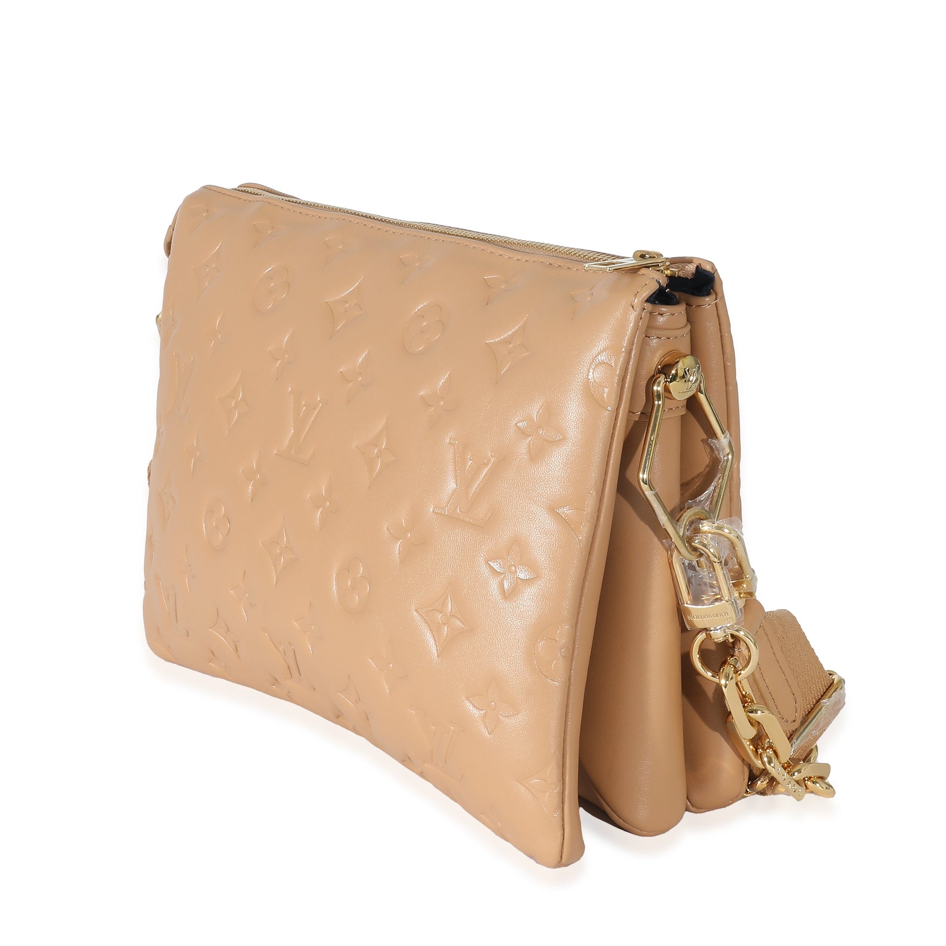 Louis Vuitton Camel Embossed Puffy Coussin PM Monogram Lambskin Handbag