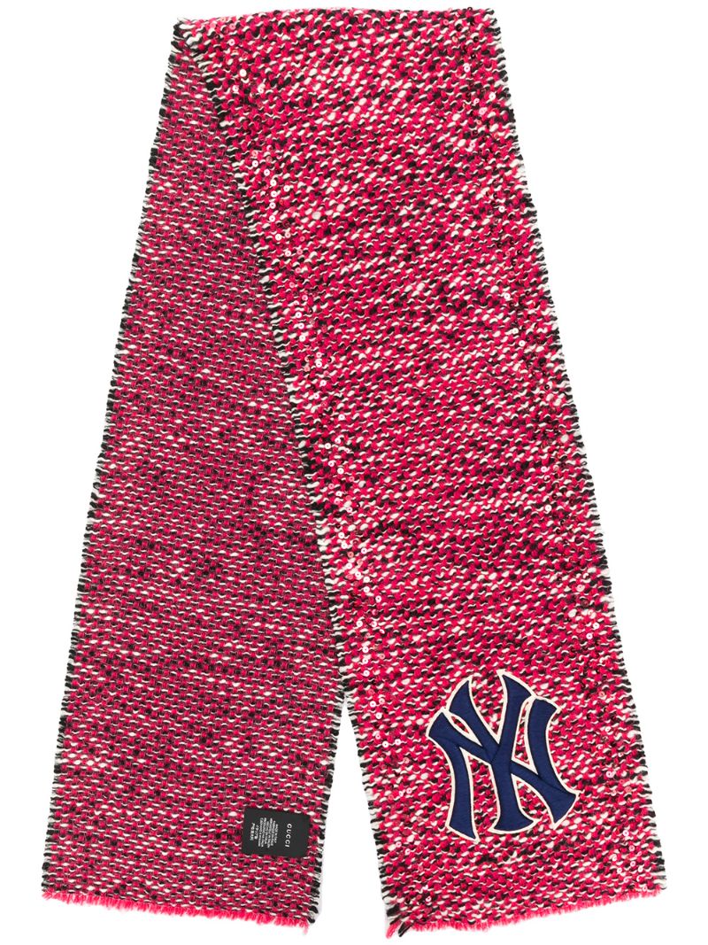 Gucci - NY Yankees scarf - women - Wool/Cotton/Polyamide/Polyester - One Size - PINK
