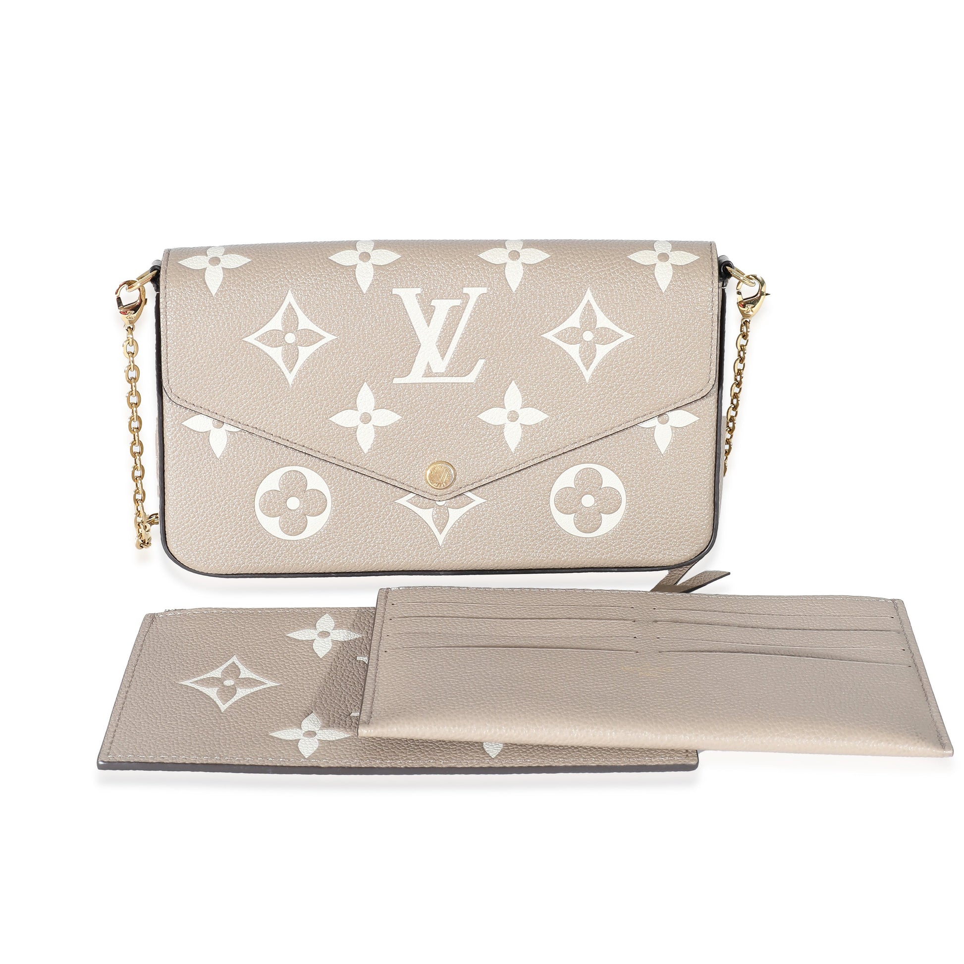 Louis Vuitton Tourterelle Creme Empreinte Giant Félicie Monogram Clutch Bag Felicie Pochette