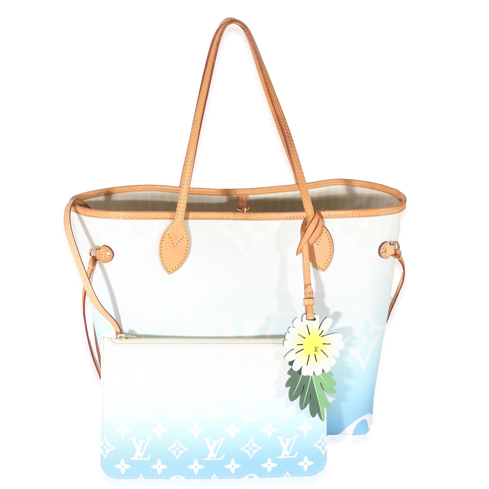 Louis Vuitton Giant By Pool Neverfull MM Monogram Canvas White Blue Tote Bag