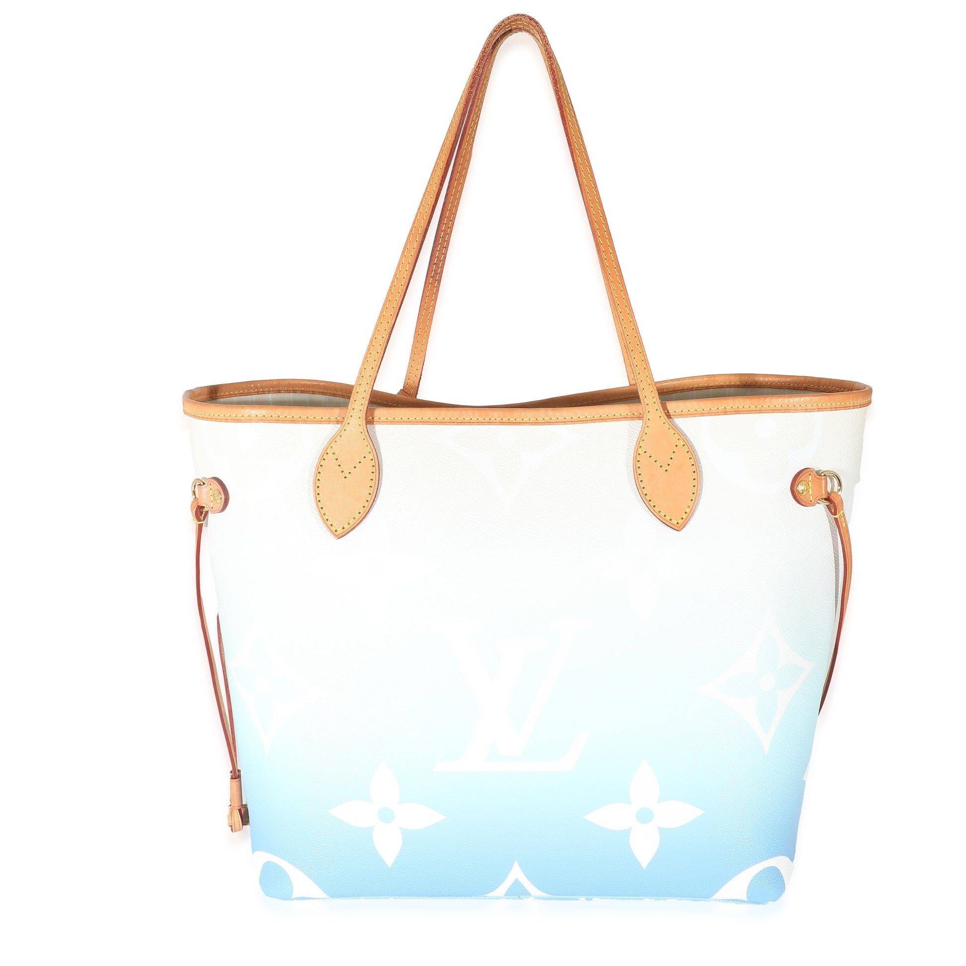 Louis Vuitton Giant By Pool Neverfull MM Monogram Canvas White Blue Tote Bag