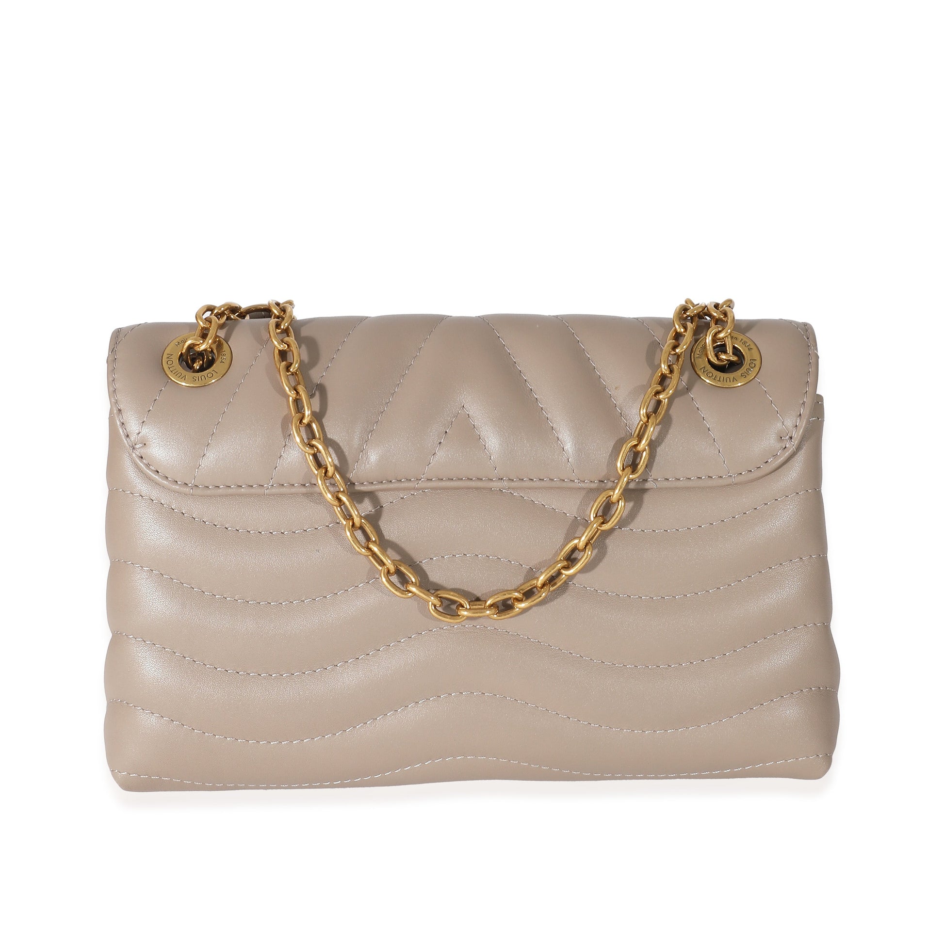 Louis Vuitton Taupe New Wave MM Leather Calf Chain Handbag Chain Mm