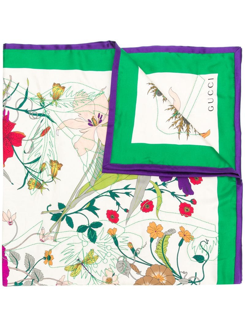 Gucci - floral print silk scarf - women - Polyester/Silk - One Size - White