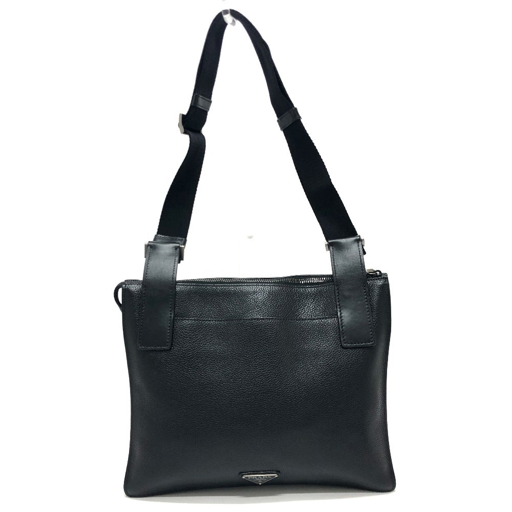 Shoulder Bag Triangular Plate Mens Leather Black
