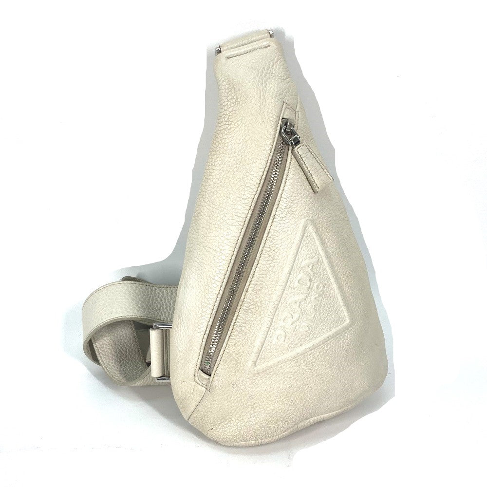 Sling Bag Triangle Cross Vitello Dino Bag Leather White Travel Bag