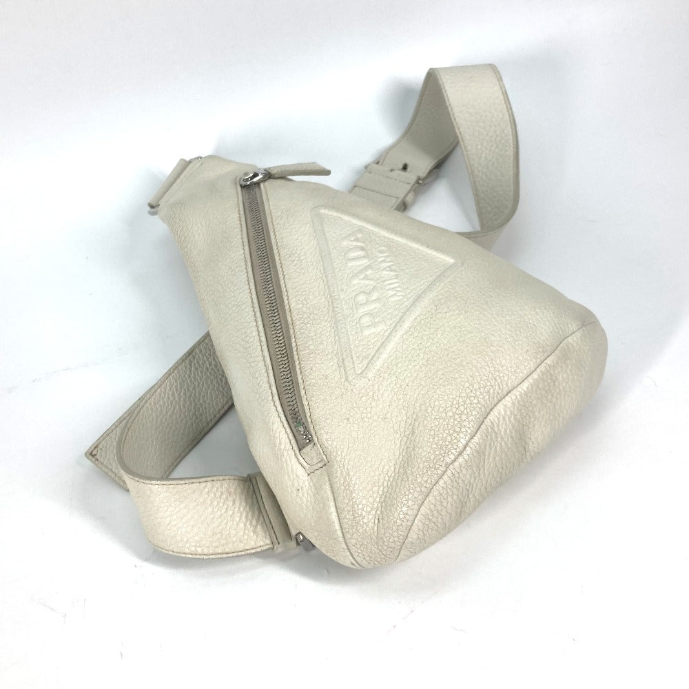Sling Bag Triangle Cross Vitello Dino Bag Leather White Travel Bag