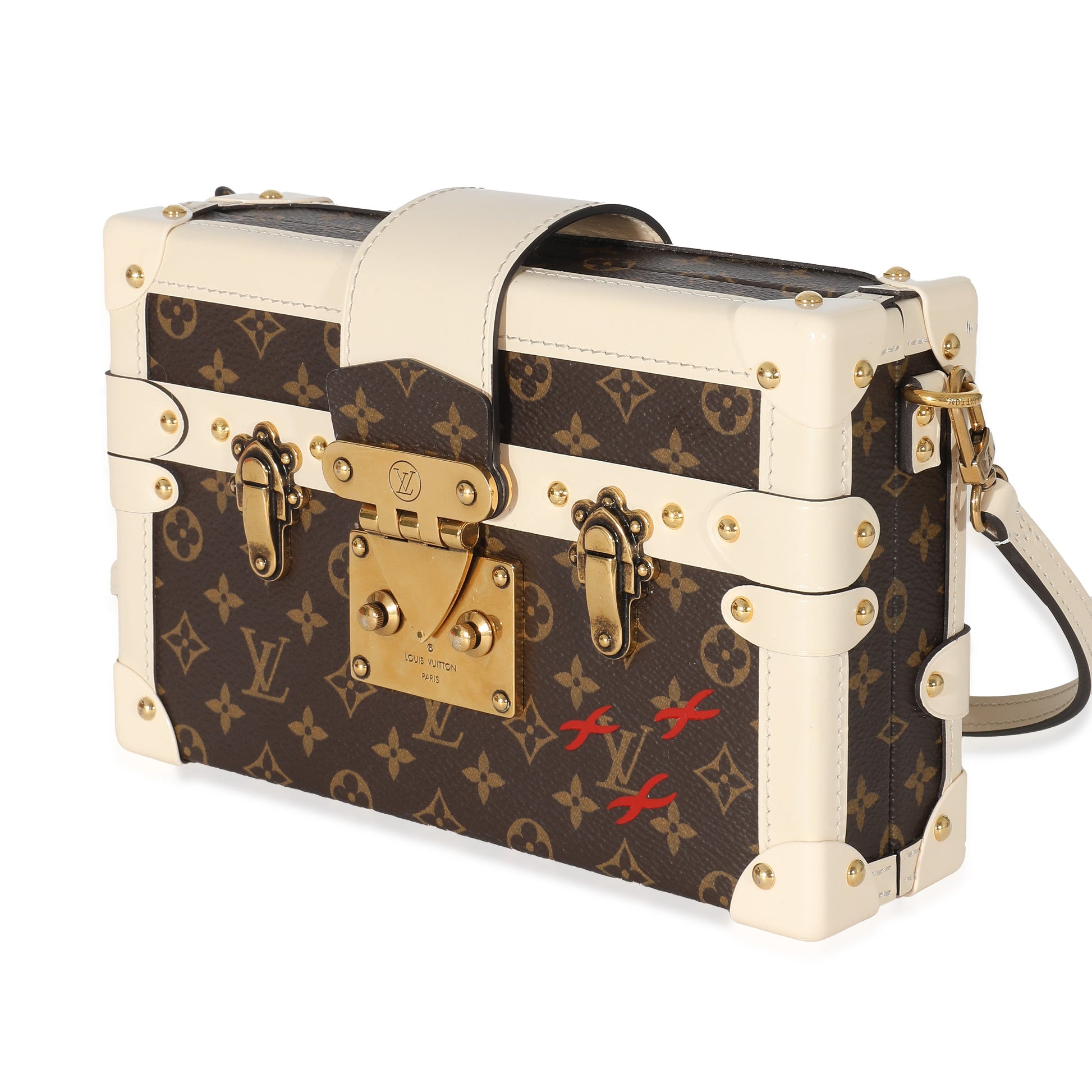 Louis Vuitton Creme Petite Malle Monogram Canvas Handbag