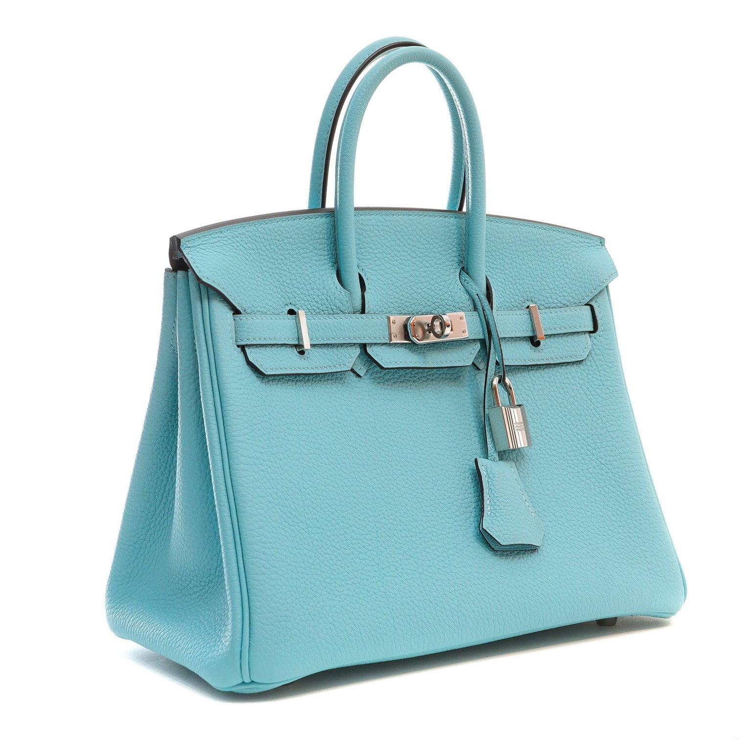 Hermes Robin Egg Togo W Palladium Hardware Handbag Blue Travel Bag