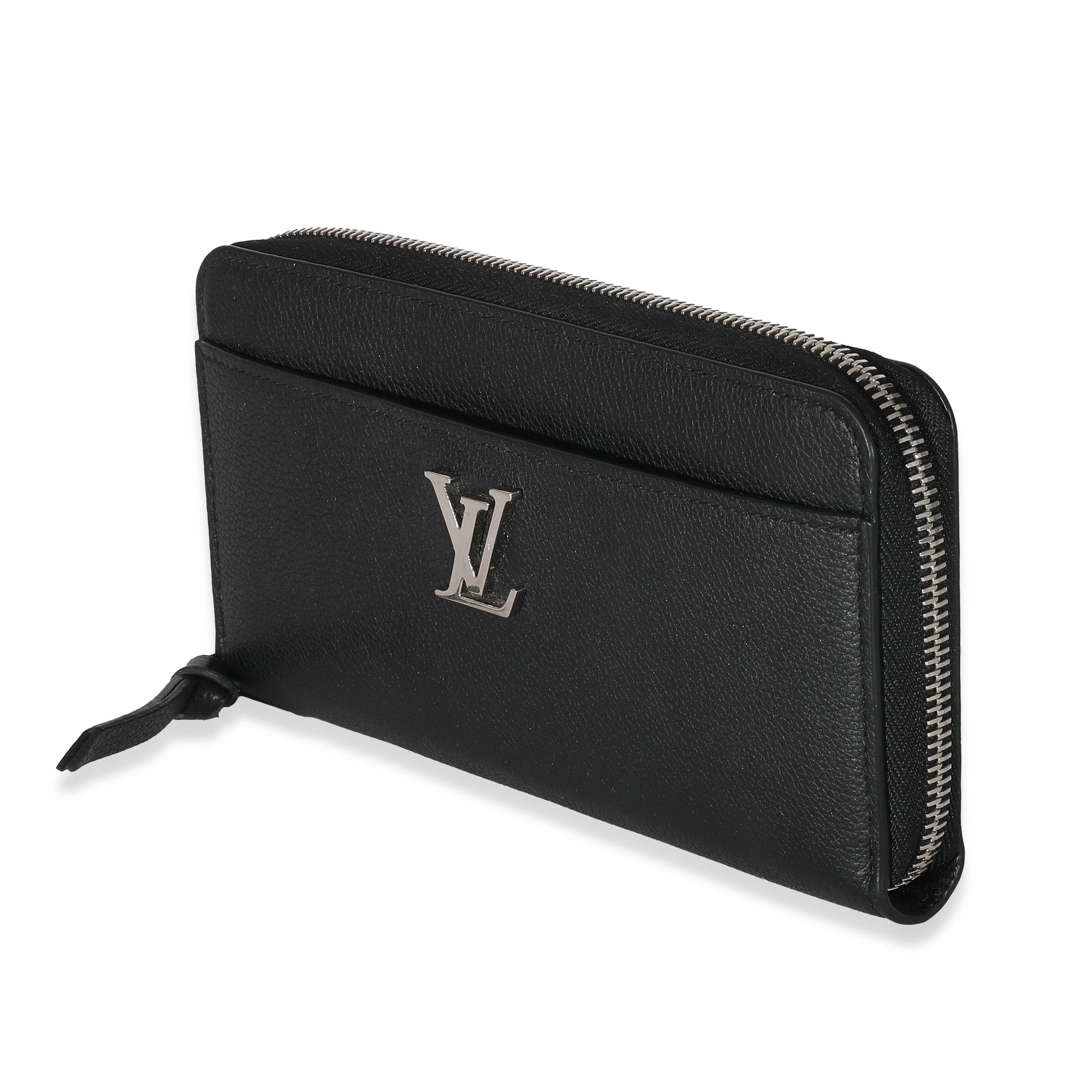 Louis Vuitton Supple Lockme Zippy Leather Calf Black Wallet Case