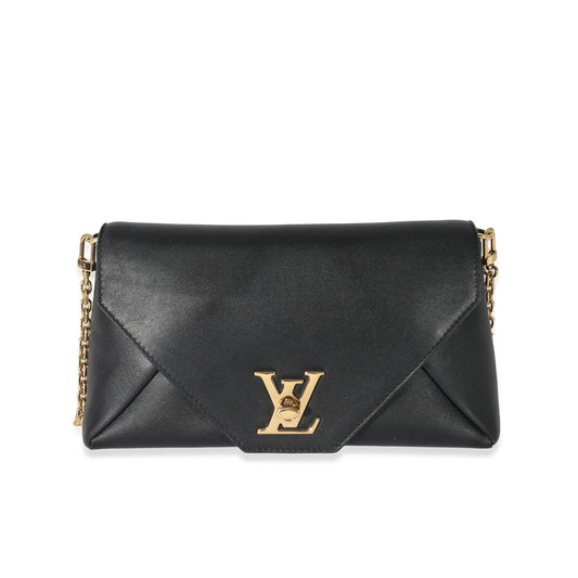 Louis Vuitton Love Note Calfskin Black Chain Clutch Bag
