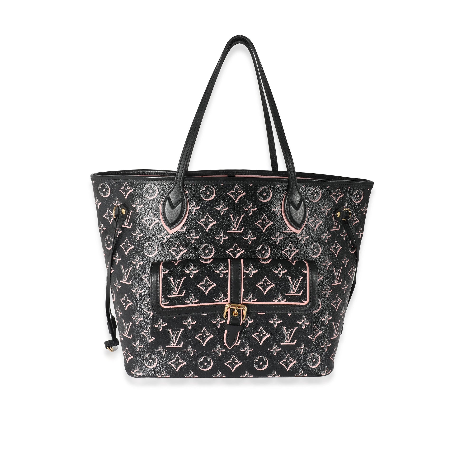 Louis Vuitton Fall You Neverfull MM Monogram Canvas Black Pink Tote Bag 3