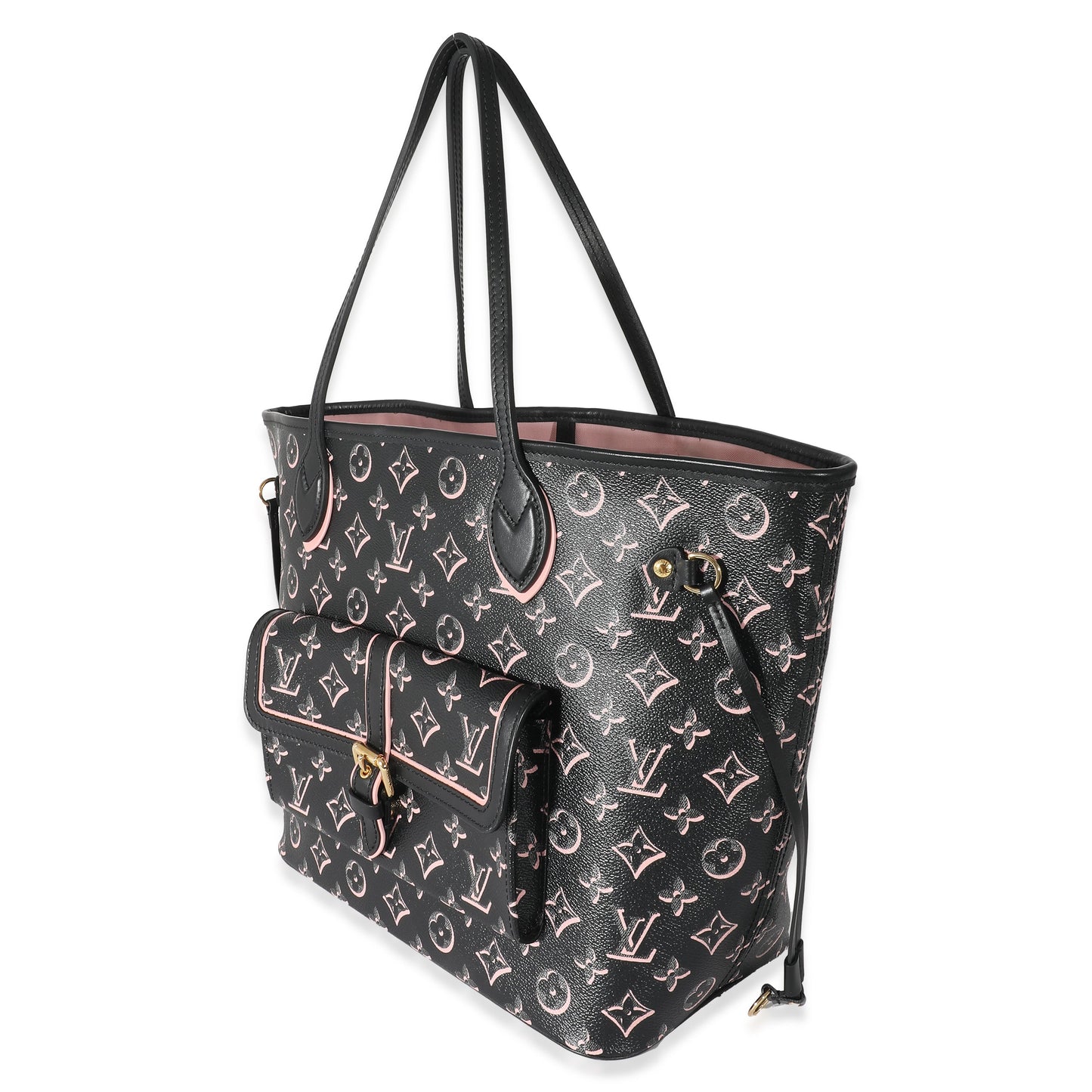 Louis Vuitton Fall You Neverfull MM Monogram Canvas Black Pink Tote Bag 3