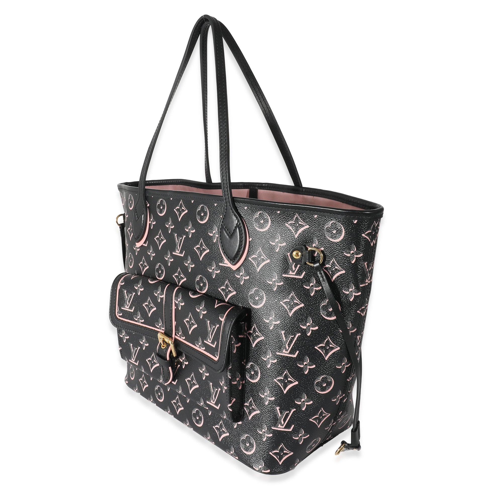 Louis Vuitton Fall You Neverfull MM Monogram Canvas Black Pink Tote Bag 3