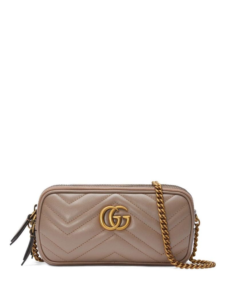 Gucci - GG Marmont mini chain bag - women - Polyester/Microfibre/Leather - One Size - NEUTRALS