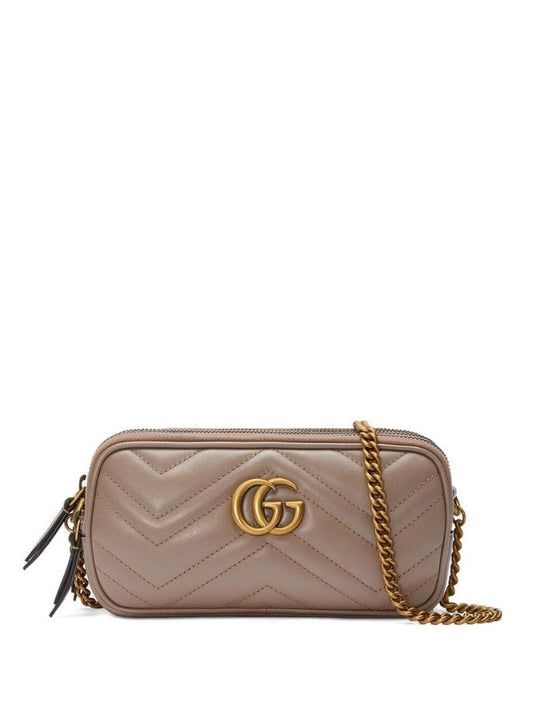 Gucci - GG Marmont mini chain bag - women - Polyester/Microfibre/Leather - One Size - NEUTRALS