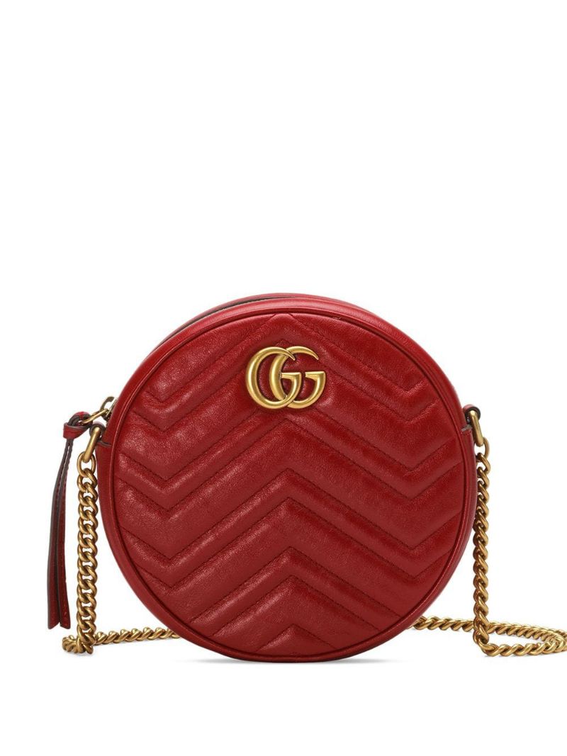 Gucci - GG Marmont mini leather round shoulder bag - women - Leather/Microfibre - One Size - Red