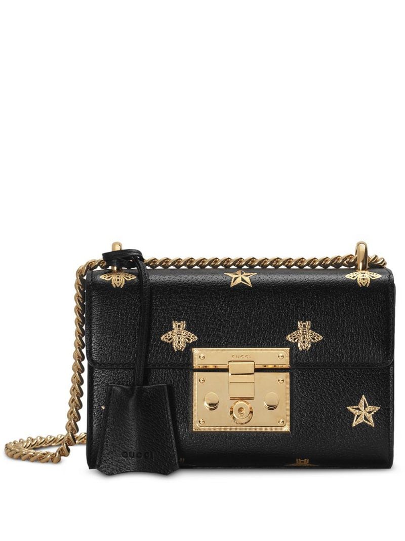 Gucci - Padlock Bee Star small shoulder bag - women - Leather/Viscose - One Size - Black