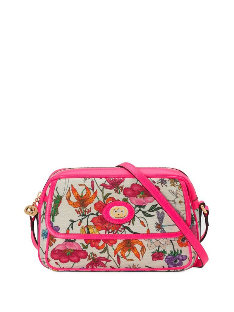 Gucci - Small Flora Shoulder Bag - women - Canvas/Leather - One Size - PINK