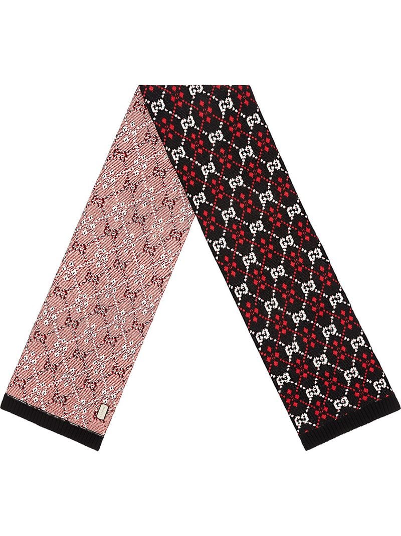 Gucci - GG diamond scarf - unisex - Cotton/Wool - One Size - Black