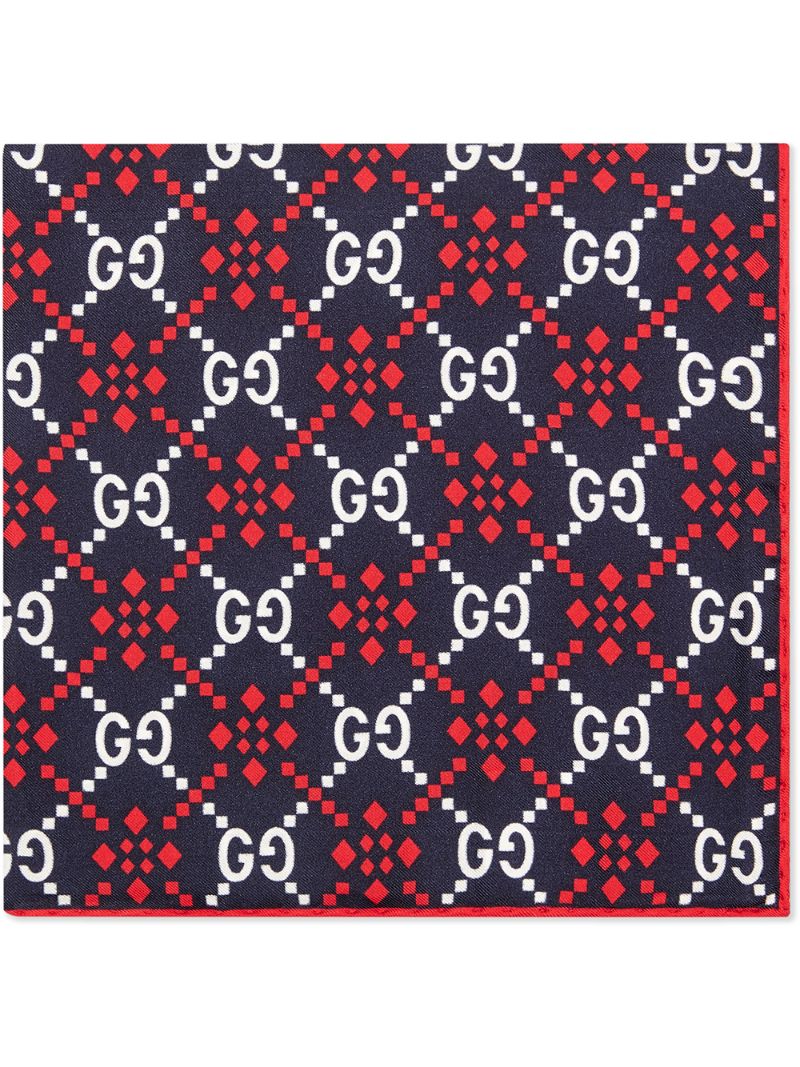 Gucci - GG diamond silk pocket square - men - Silk - One Size - Blue